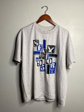 90s vintage gray, black and blue single stitch, senior T-shirt no tag